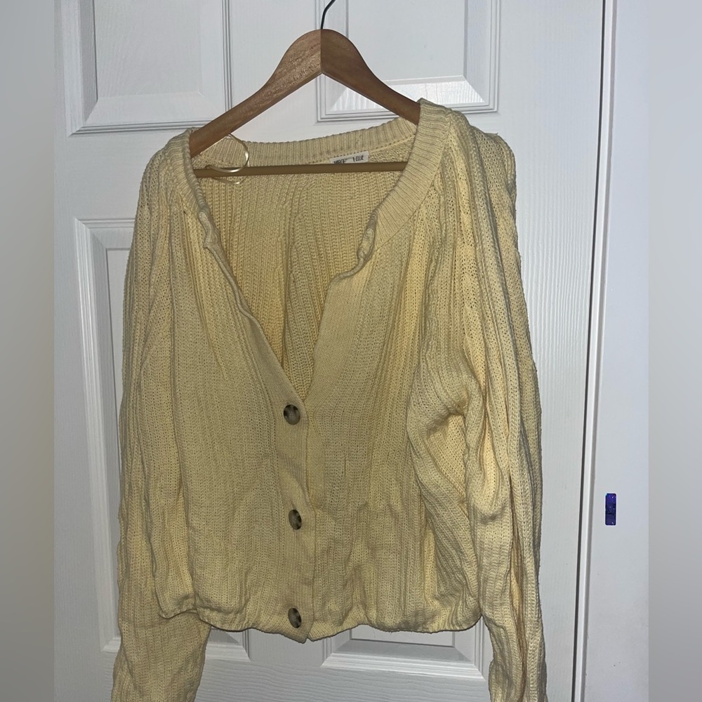 Cozy Butter Yellow Button-Up Sweater